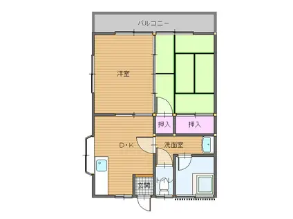 平山アパート(2DK/2階)の間取り写真