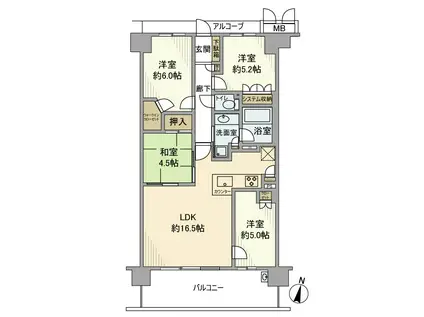 ローレルスクエア長岡京ザ・マークス(4LDK/6階)の間取り写真
