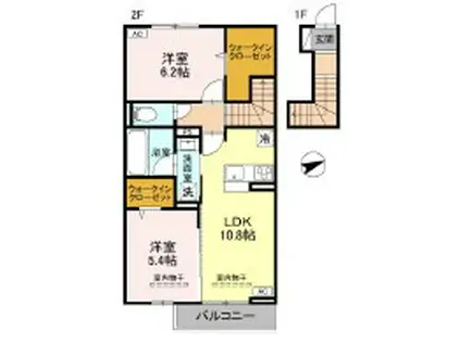 リンクベース2(2LDK/2階)の間取り写真