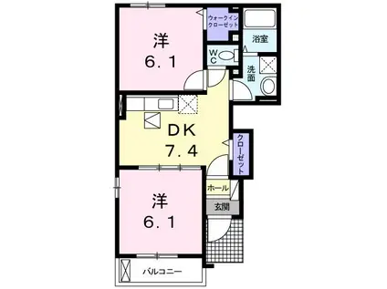 カトルセゾンB(2DK/1階)の間取り写真