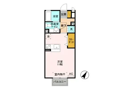 プレジール松原B(ワンルーム/2階)の間取り写真