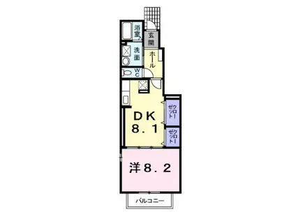 グリュック ハオス(1DK/1階)の間取り写真