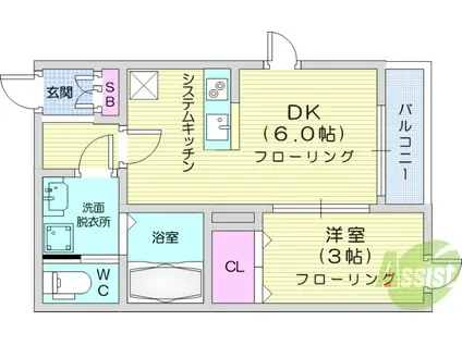 LUCENTE(1DK/1階)の間取り写真