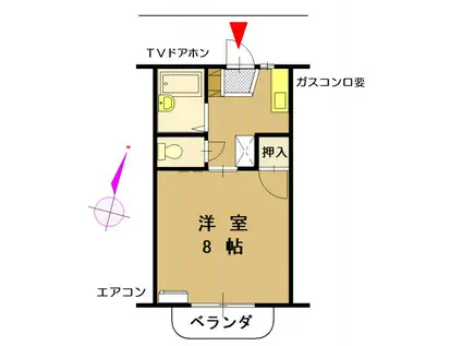 カルチェ・ラ・タンA(1K/1階)の間取り写真
