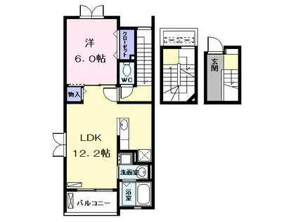 メゾンM&MII(1LDK/3階)の間取り写真
