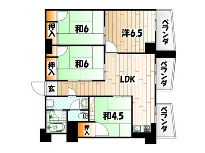 以和貴ビル(4LDK/10階)の間取り写真