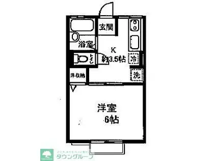 シティハイムカインドリーB(1K/2階)の間取り写真