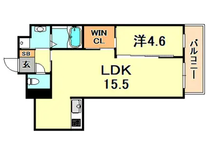 グランデュオ三宮II(1LDK/1階)の間取り写真