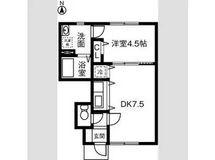 BREEZE漆山(1DK/1階)の間取り写真