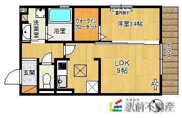 シーサーイン博多(1LDK/1階)の間取り写真