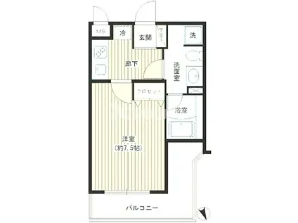 ジーリョ自由が丘(1K/3階)の間取り写真