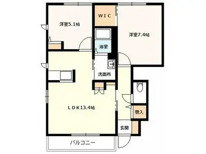 ルピナス(2LDK/1階)の間取り写真