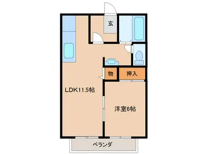 パナハイツ ヴィレッジC(1LDK/2階)の間取り写真
