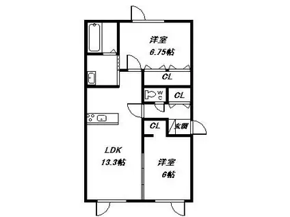 RM・PLACEIII(2LDK/2階)の間取り写真