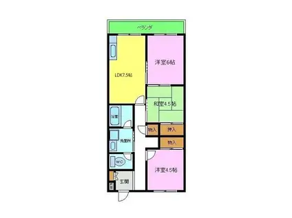 パックス楠(3LDK/1階)の間取り写真