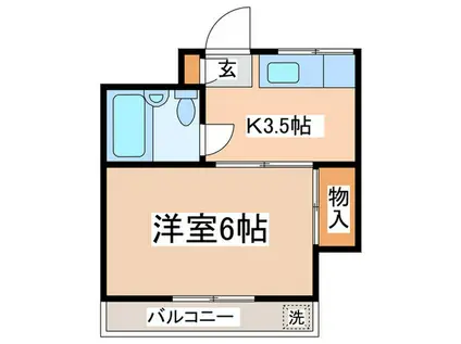 サンパレス堀之内(1K/2階)の間取り写真