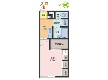 パレーゼ丸山(1DK/2階)の間取り写真