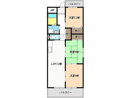陽明ハイツ(3LDK/2階)の間取り写真