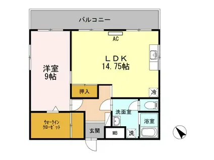 レジデンス内田(1LDK/4階)の間取り写真