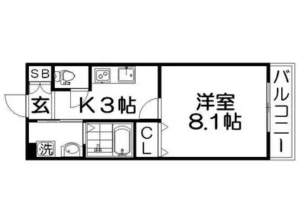CREA甲斐田東町(1K/2階)の間取り写真