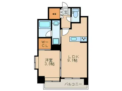 ヴィラ博丈下川端(1LDK/11階)の間取り写真