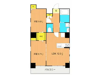 ヴェール南麻布(2LDK/6階)の間取り写真