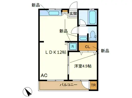 スカイレジデンス(1LDK/1階)の間取り写真