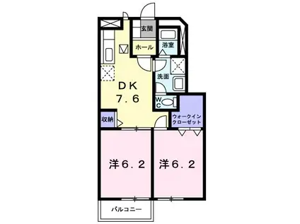 プリムヴェールI(2DK/1階)の間取り写真