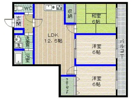 ストーンブリッヂ上山門(3LDK/4階)の間取り写真