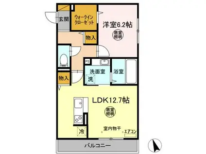 コンフォートIII A(1LDK/2階)の間取り写真