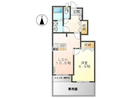 プチヴィラージュII(1LDK/1階)の間取り写真