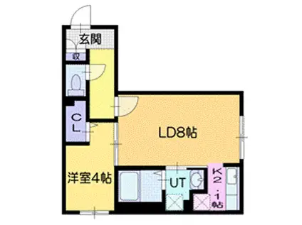 LA CONFORTO厚別西(1LDK/1階)の間取り写真