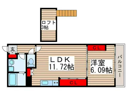 コート浦和仲町(1LDK/3階)の間取り写真