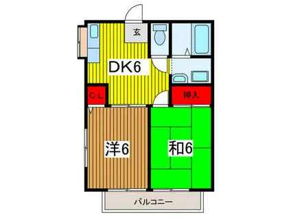 サンシャインII(2DK/2階)の間取り写真