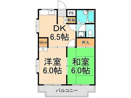 ニューコーポ東和(2DK/2階)の間取り写真