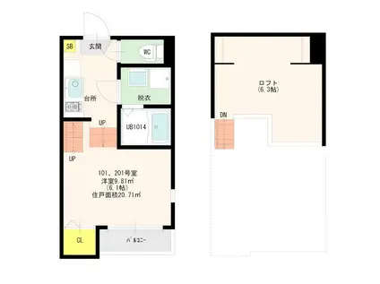 コリナブランカ(1K/1階)の間取り写真