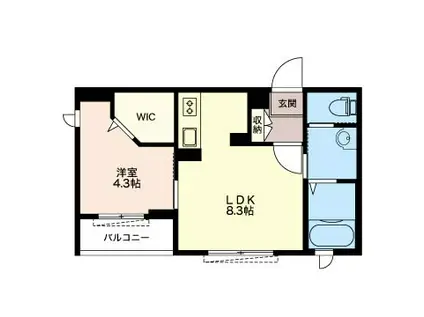 GUTE中川(1LDK/3階)の間取り写真