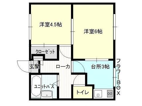 ジュネス東町(2K/1階)の間取り写真