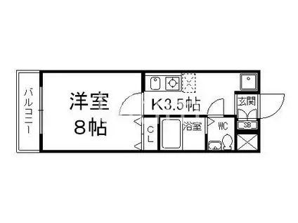 コンフォート深草(1K/3階)の間取り写真