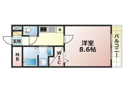 グラン・プリエール(1K/4階)の間取り写真