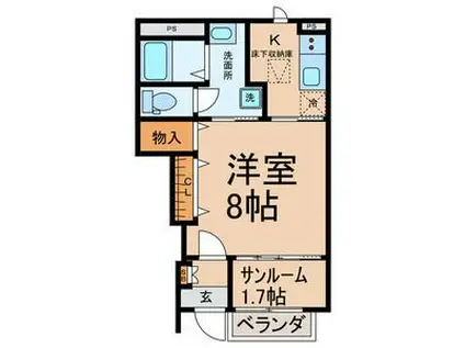 ヴェリテ(1K/1階)の間取り写真