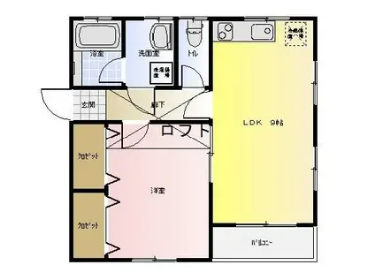ソニックハイツA(1LDK/2階)の間取り写真