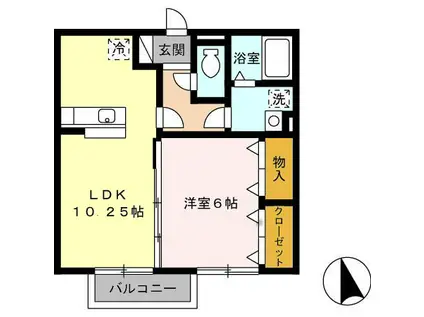 アージュI A(1LDK/2階)の間取り写真