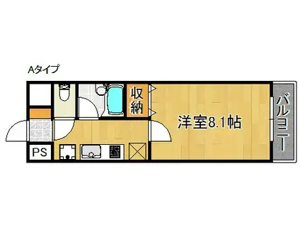 エリカII(1K/2階)の間取り写真