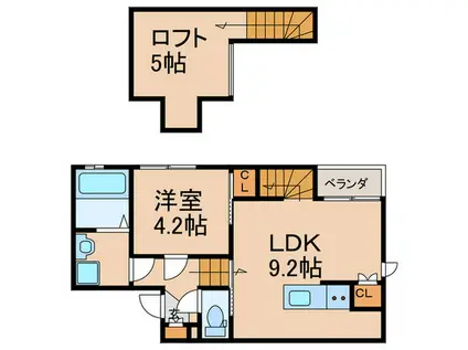 エクシア久留米大学駅前(1LDK/2階)の間取り写真