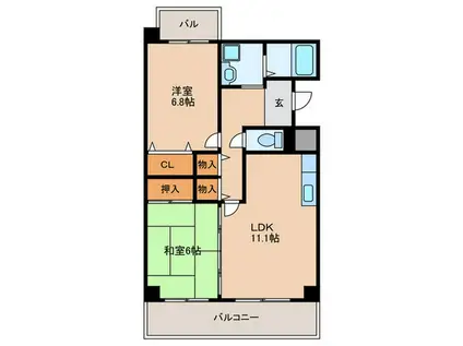 ベリオ豊島野(2LDK/2階)の間取り写真