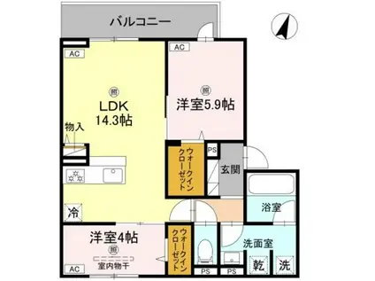 クラシスト苅田ウエスト(2LDK/3階)の間取り写真