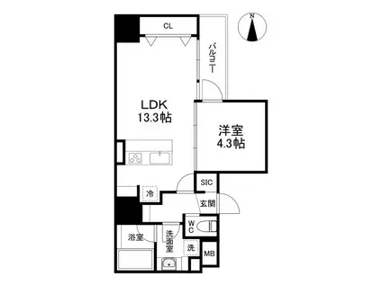 BRAVE常盤町II(1LDK/8階)の間取り写真