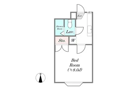 パームハイツ(1K/2階)の間取り写真
