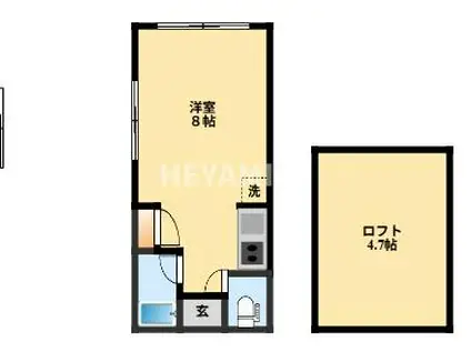 シャンベル三芳(ワンルーム/1階)の間取り写真